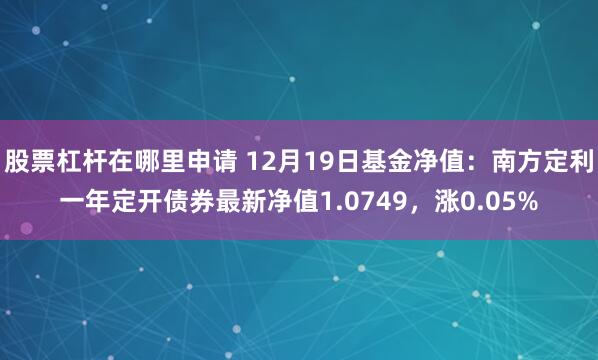 股票杠杆在哪里申请 12月19日基金净值：南方定利一年定开债券最新净值1.0749，涨0.05%