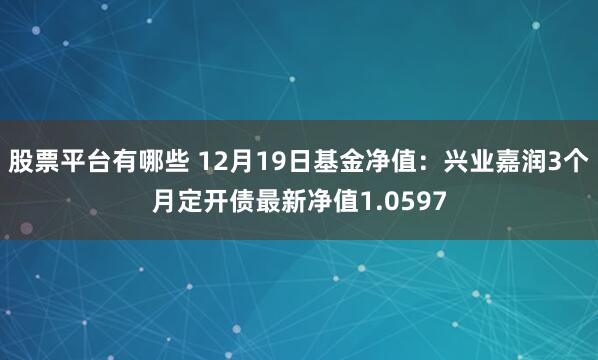 股票平台有哪些 12月19日基金净值：兴业嘉润3个月定开债最新净值1.0597