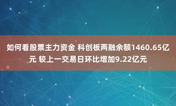 如何看股票主力资金 科创板两融余额1460.65亿元 较上一交易日环比增加9.22亿元