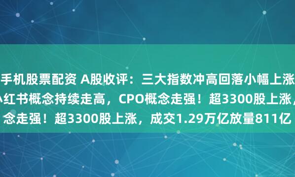 手机股票配资 A股收评：三大指数冲高回落小幅上涨，北证50涨超2%，小红书概念持续走高，CPO概念走强！超3300股上涨，成交1.29万亿放量811亿