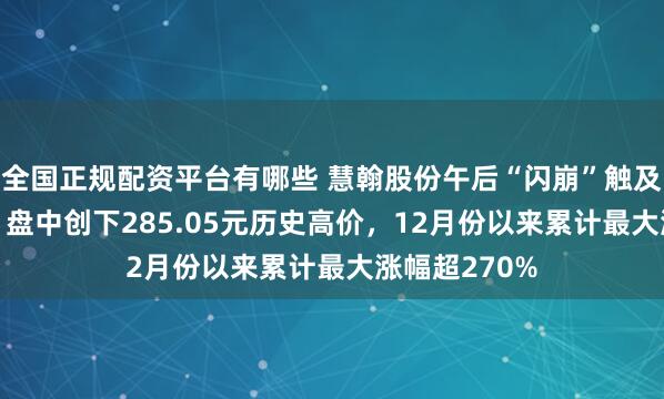 全国正规配资平台有哪些 慧翰股份午后“闪崩”触及20cm跌停！盘中创下285.05元历史高价，12月份以来累计最大涨幅超270%