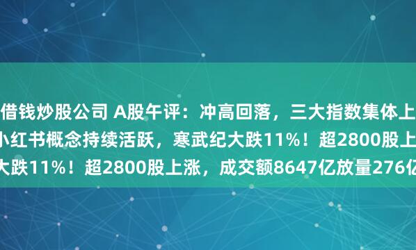 借钱炒股公司 A股午评：冲高回落，三大指数集体上涨，沪指涨0.21%，小红书概念持续活跃，寒武纪大跌11%！超2800股上涨，成交额8647亿放量276亿