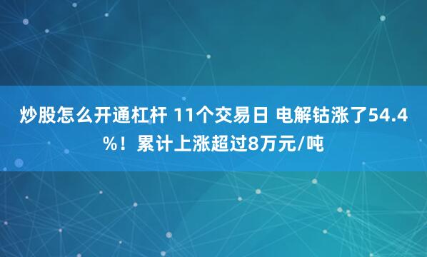 炒股怎么开通杠杆 11个交易日 电解钴涨了54.4%！累计上涨超过8万元/吨