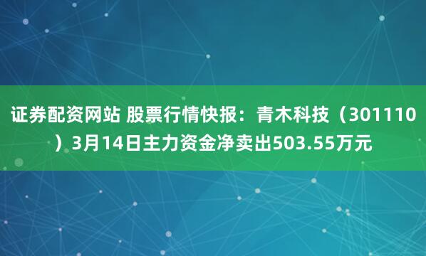 证券配资网站 股票行情快报：青木科技（301110）3月14日主力资金净卖出503.55万元